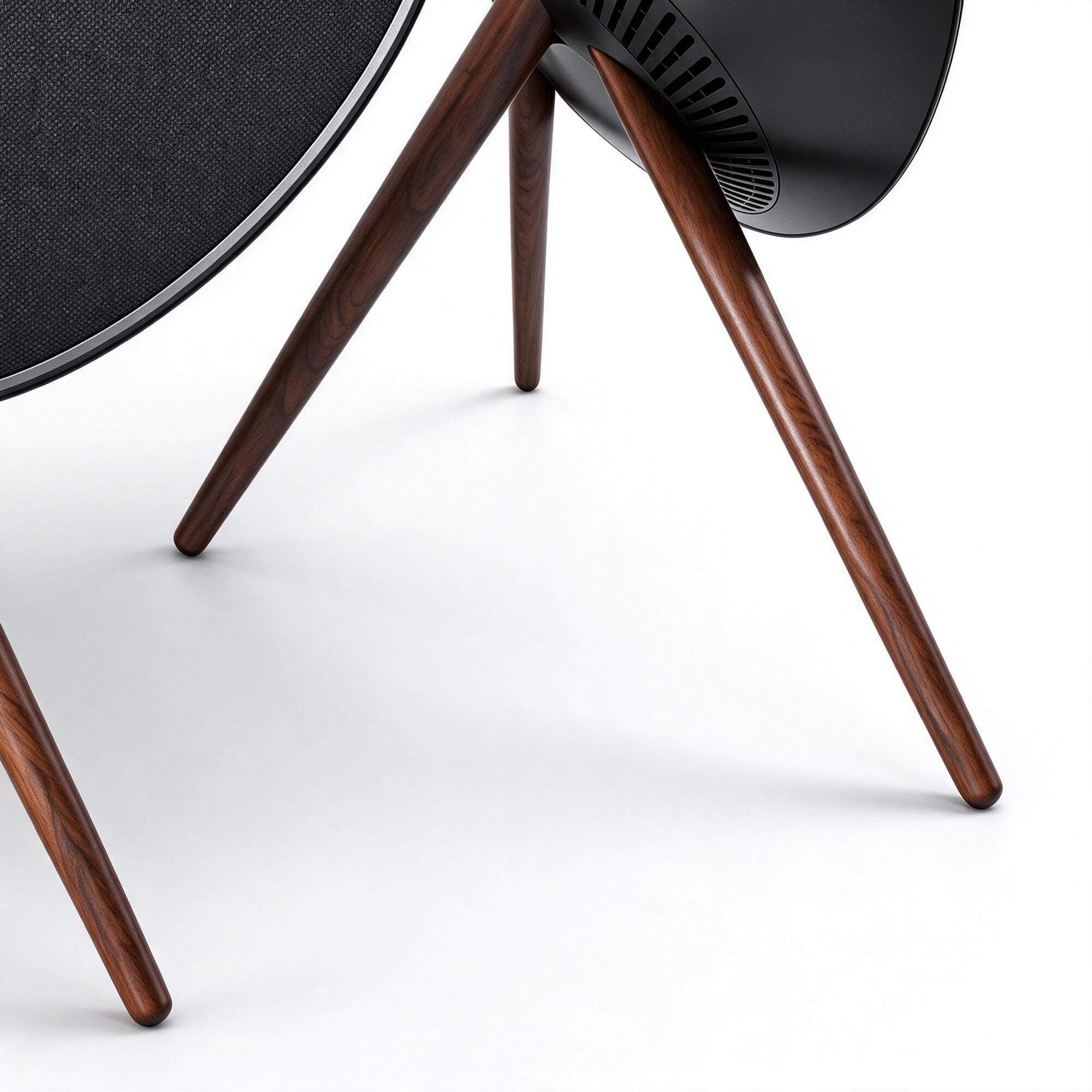 Circular Fabric Speaker with Wooden Tripod Stand 3D Model 3D Model