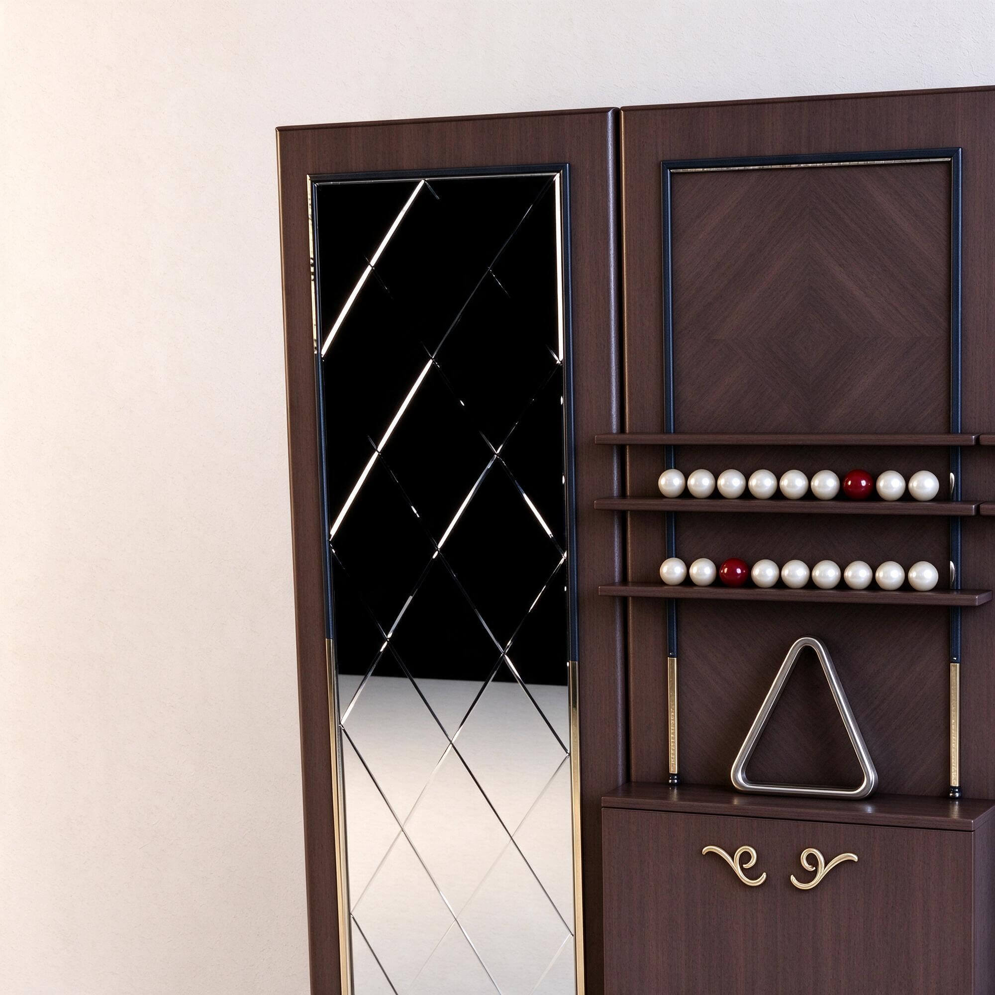Classic Luxury Billiard Table with Matching Cue Storage Cabi 3D Model