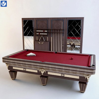 Classic Luxury Billiard Table with Matching Cue Storage Cabi