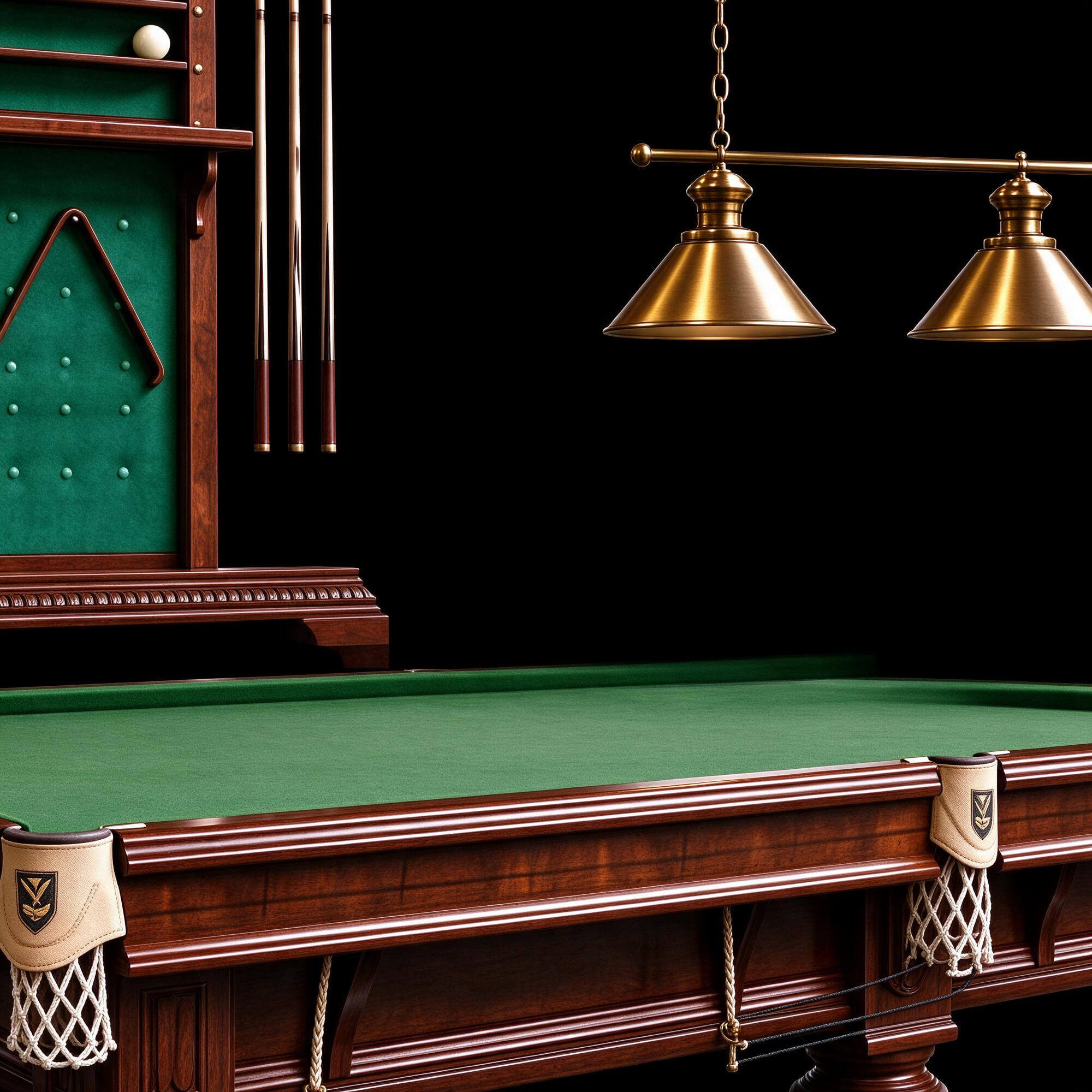 Classic Vintage Wooden Billiard Table Set with Cue Rack and 3D Model