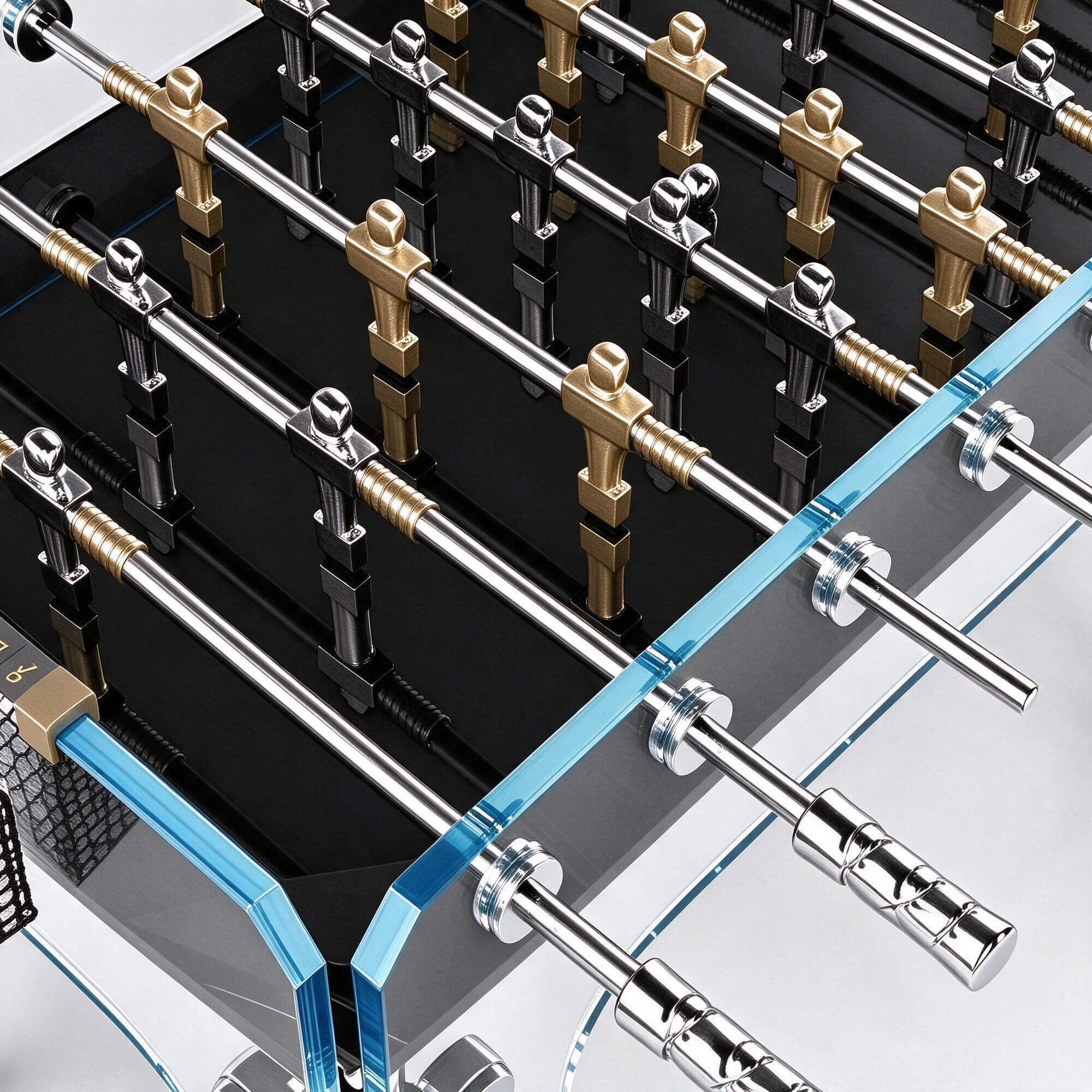 Clear Acrylic Transparent Foosball Table with Golden Player 3D Model