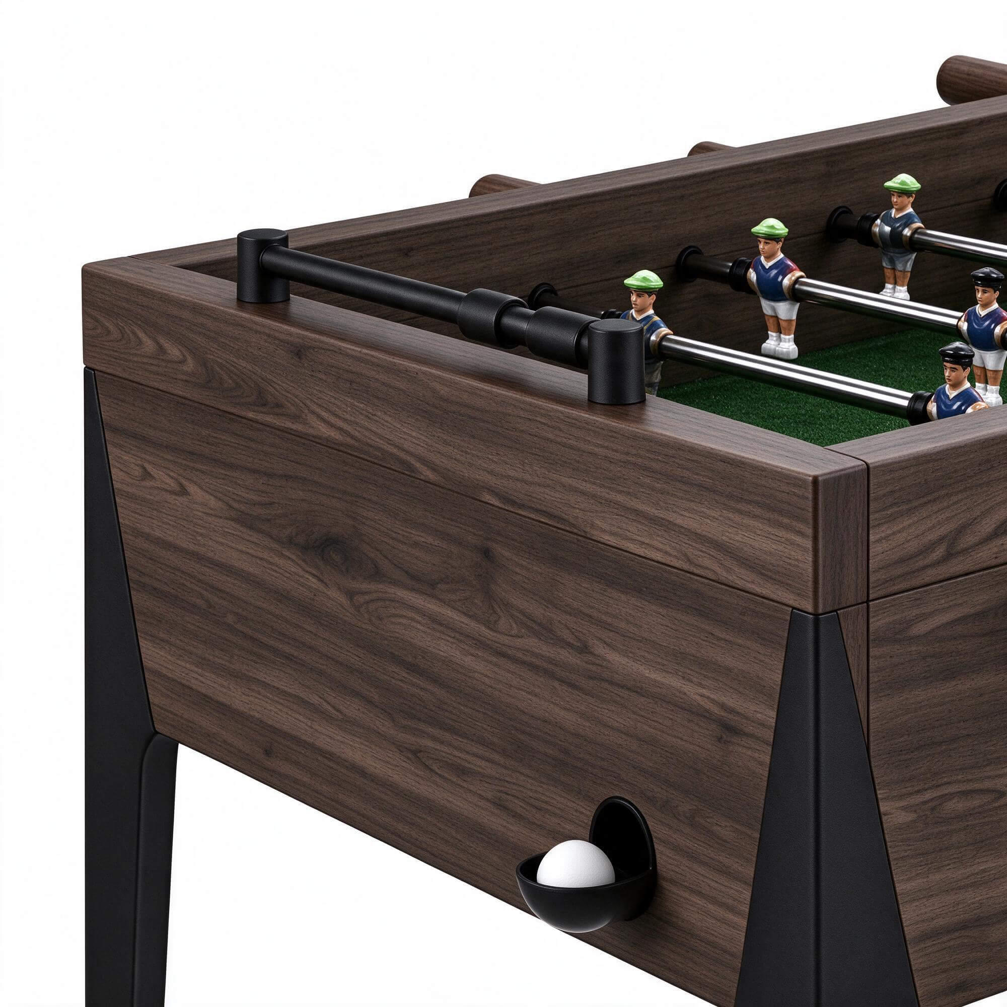 Dark Wood Foosball Table with Black Tapered Metal Legs 3D Mo 3D Model