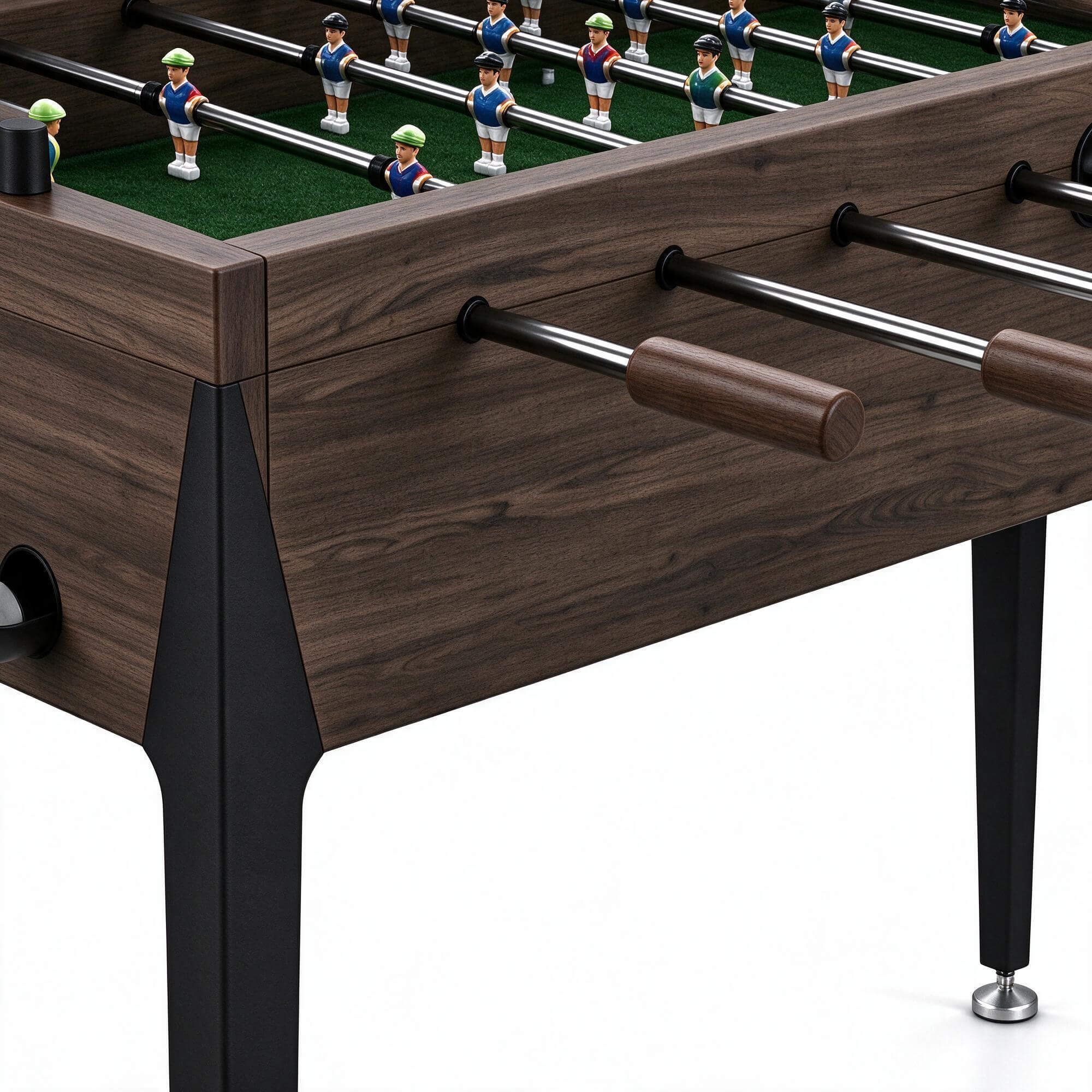 Dark Wood Foosball Table with Black Tapered Metal Legs 3D Mo 3D Model