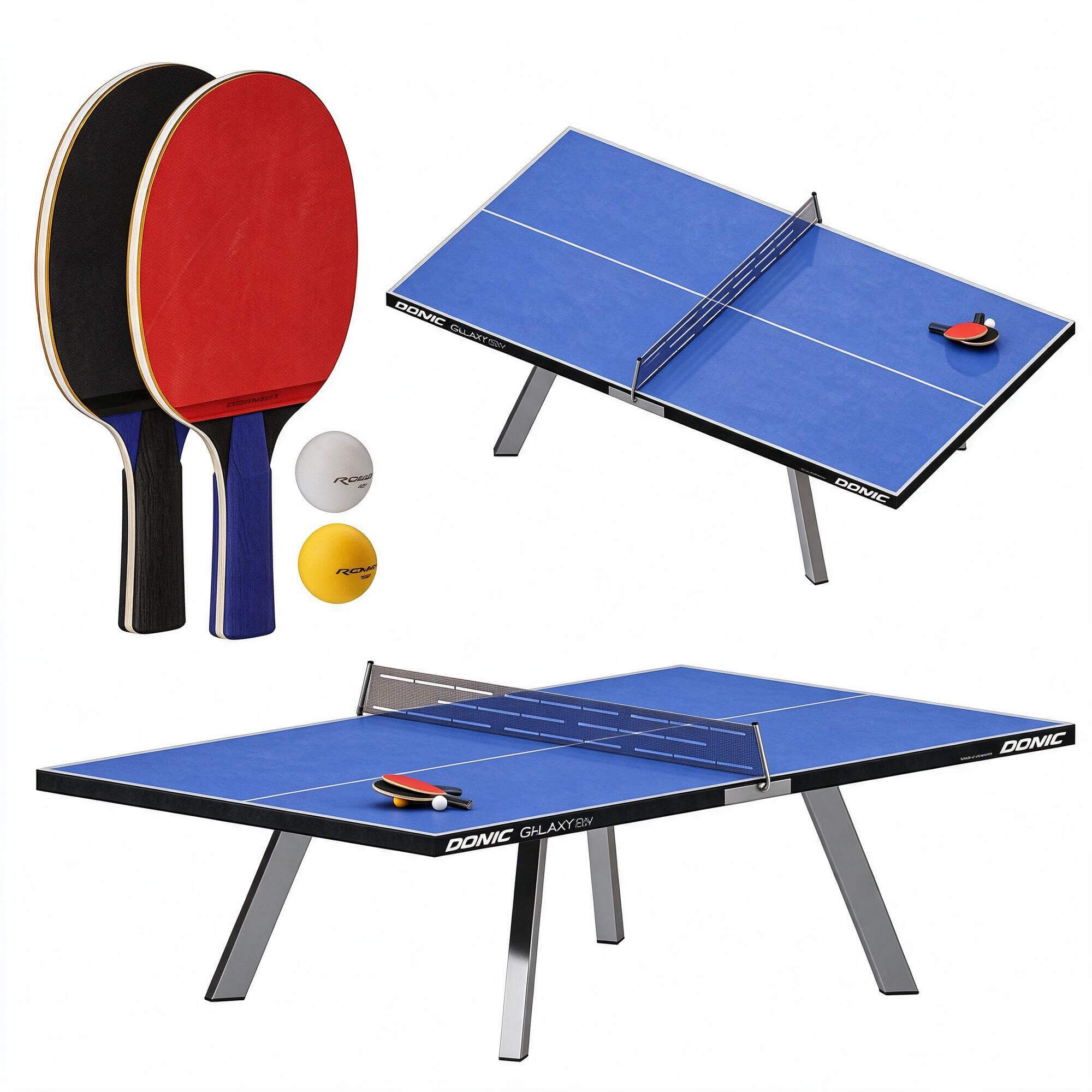 DONIC Table Tennis Set 3D Model Ping Pong Table Paddles and 3D Model