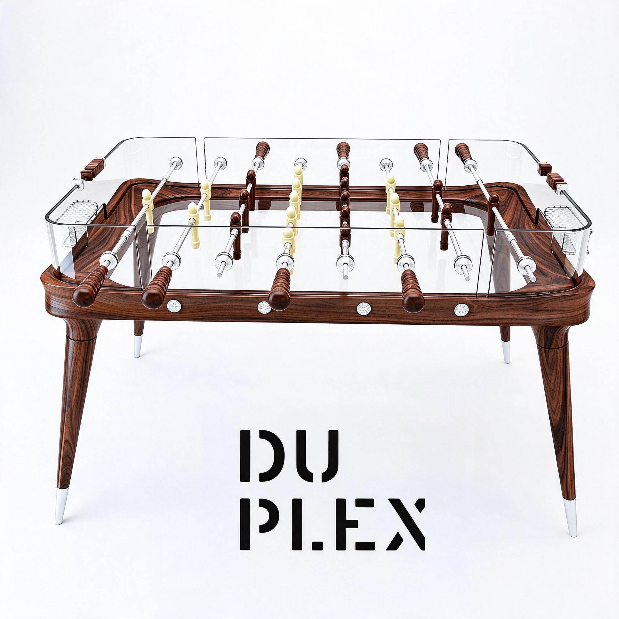 Duplex Luxury Transparent Top Foosball Table Walnut Wood Fra 3D Model