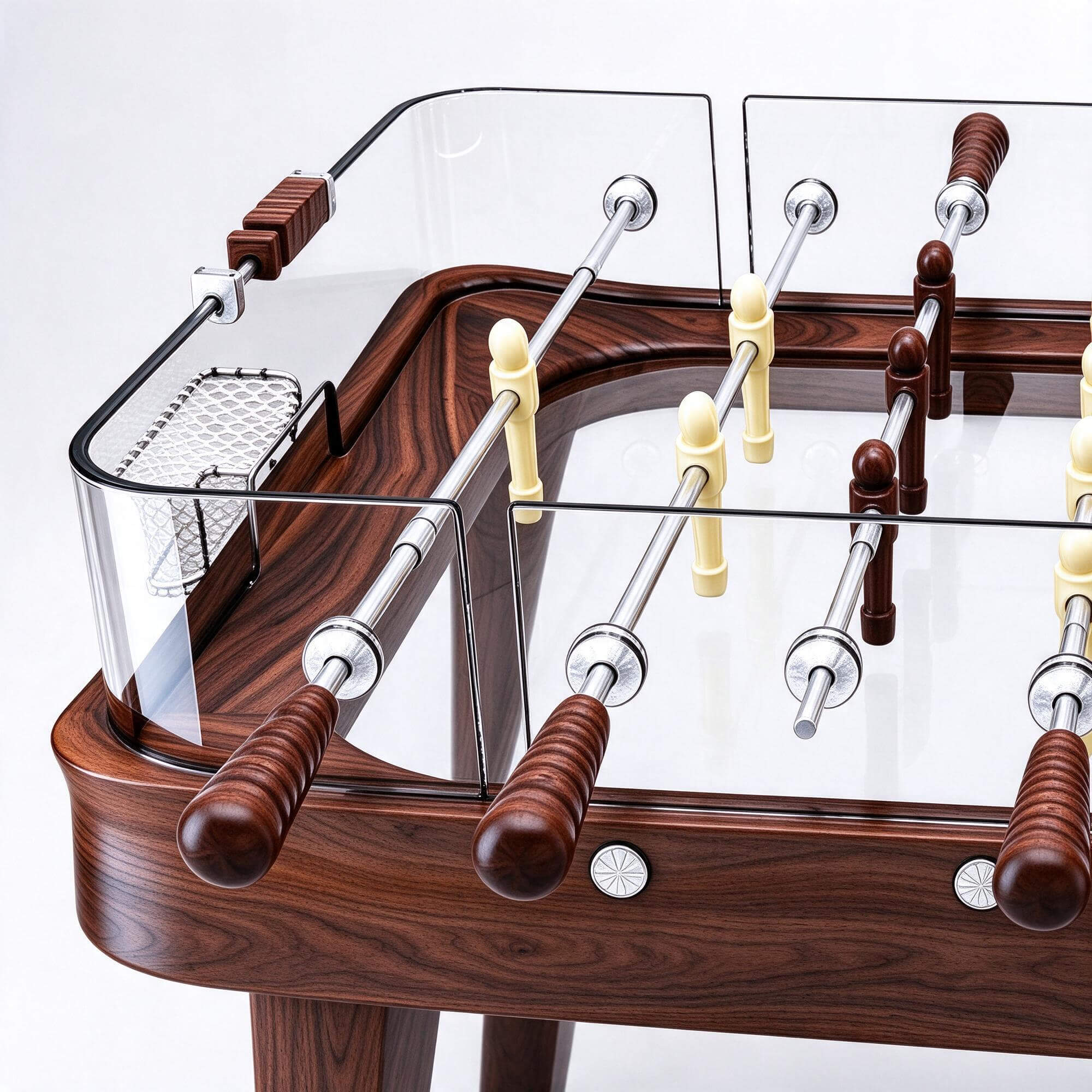Duplex Luxury Transparent Top Foosball Table Walnut Wood Fra 3D Model
