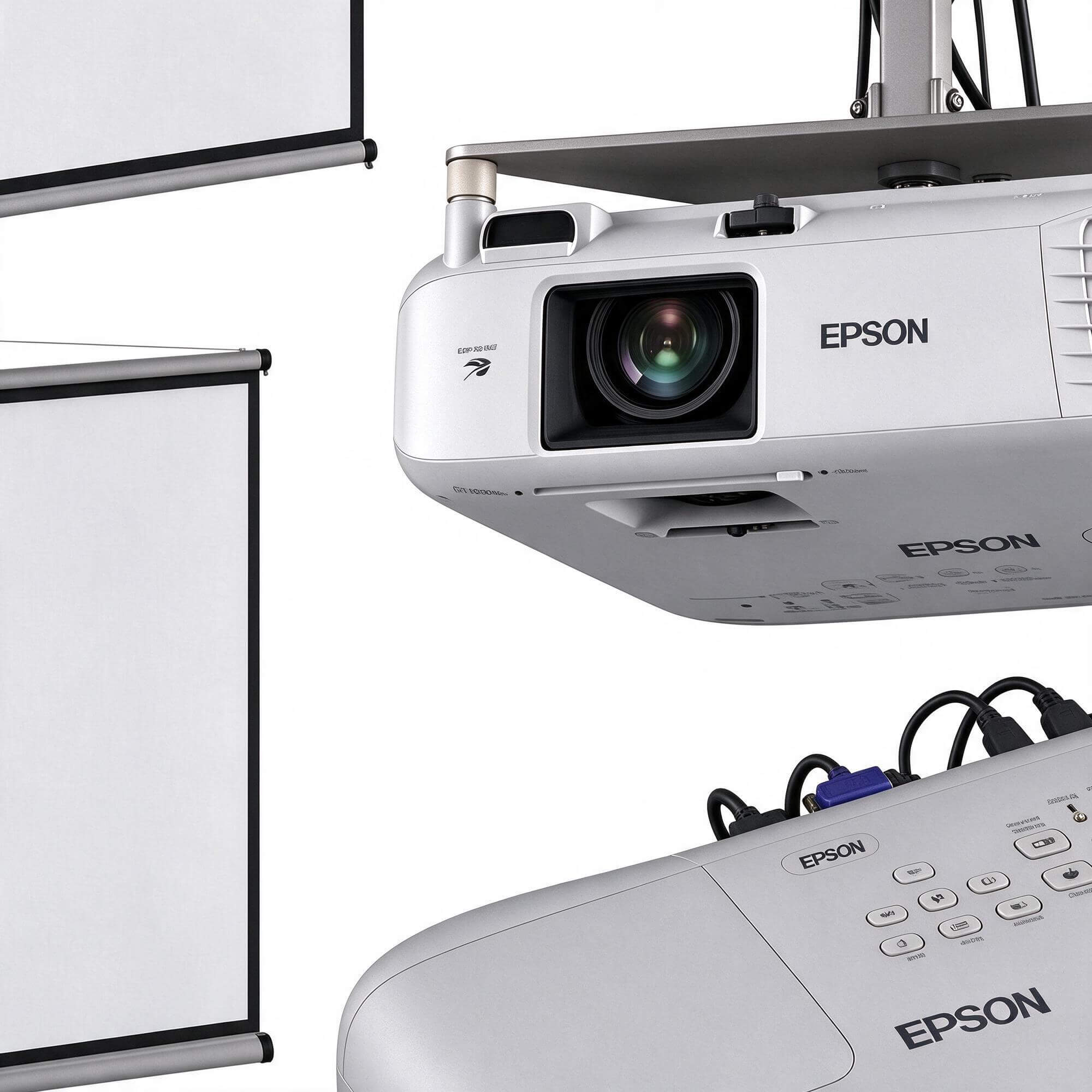 Epson Projector and Projection Screen Set 3D Model 3D Model