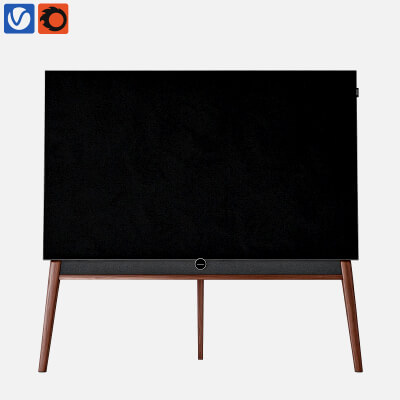 Fabric Cover TV with Wooden Tripod Stand 3D Model