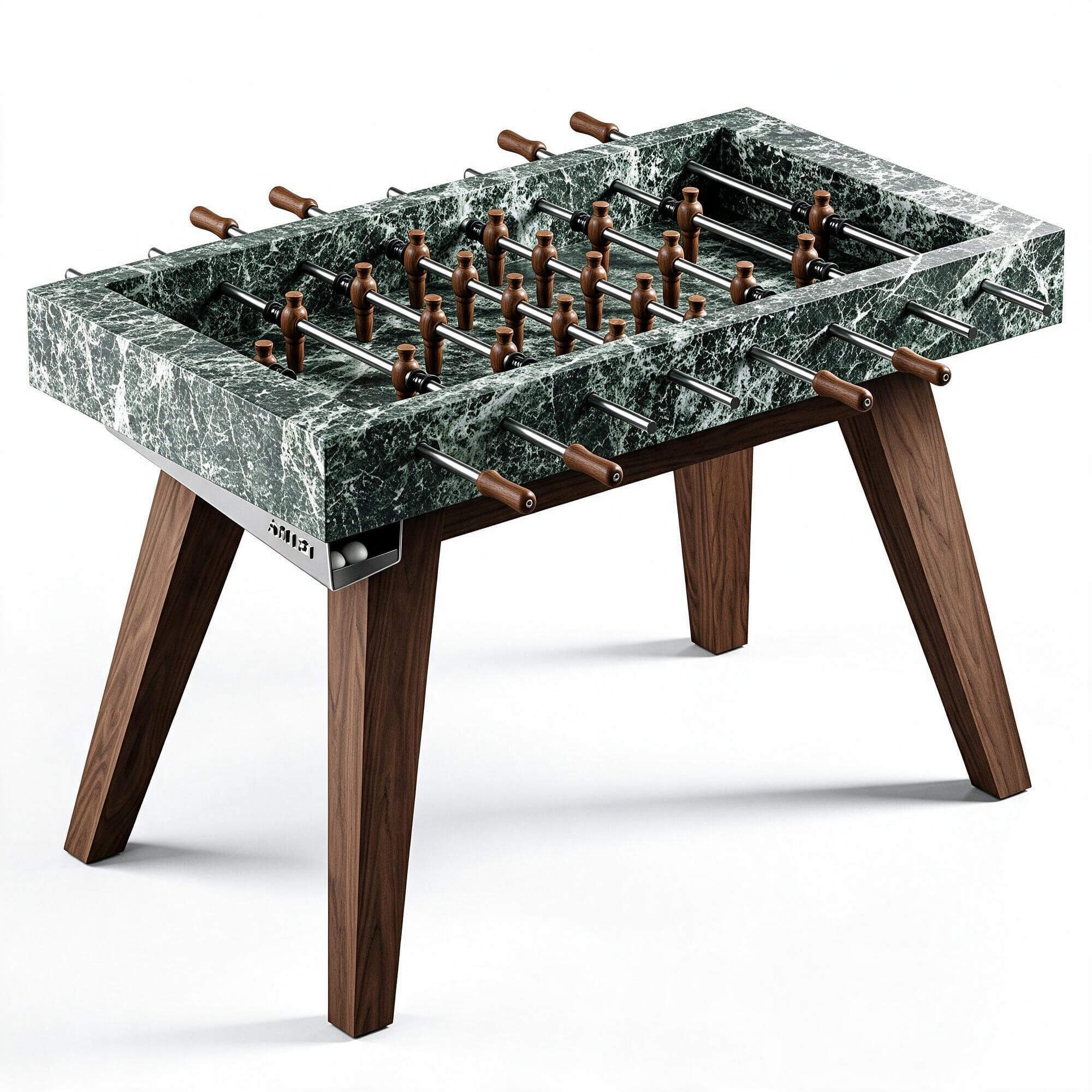 Luxury Green Marble Foosball Table with Walnut Legs 3D Model 3D Model