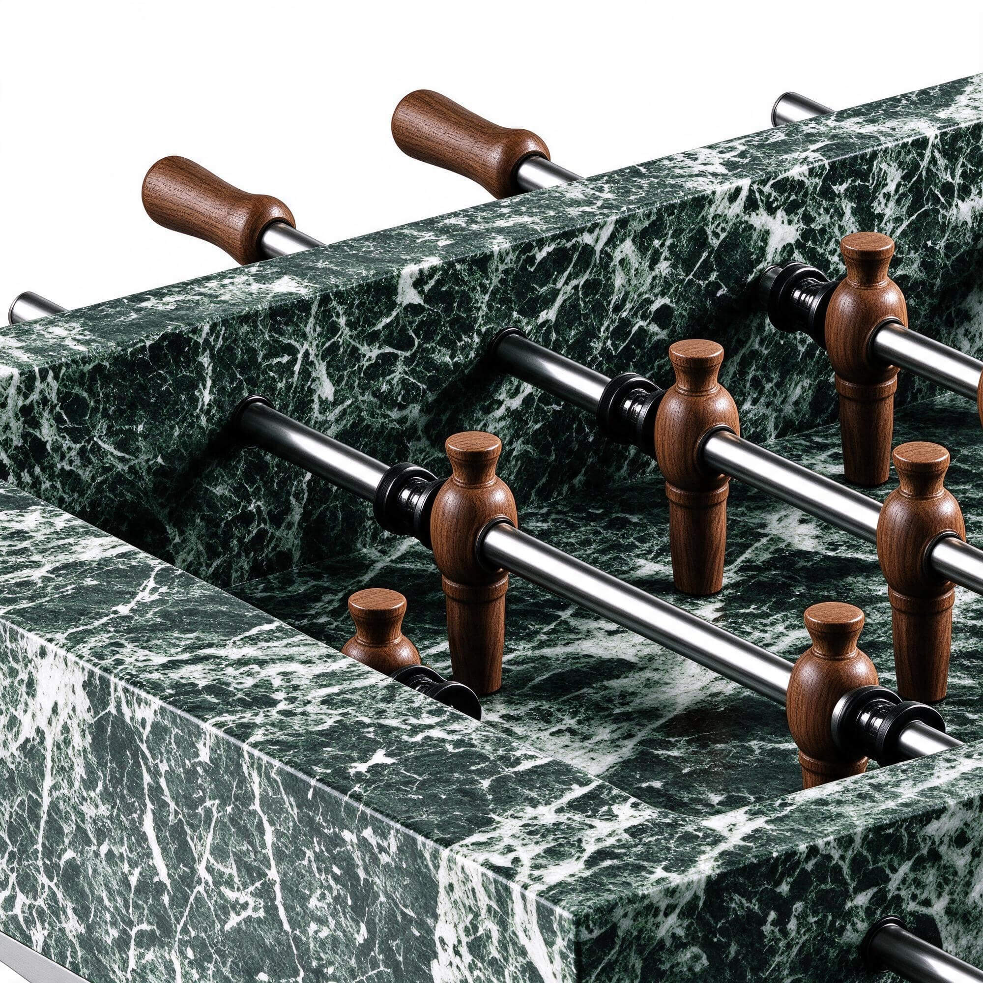 Luxury Green Marble Foosball Table with Walnut Legs 3D Model 3D Model