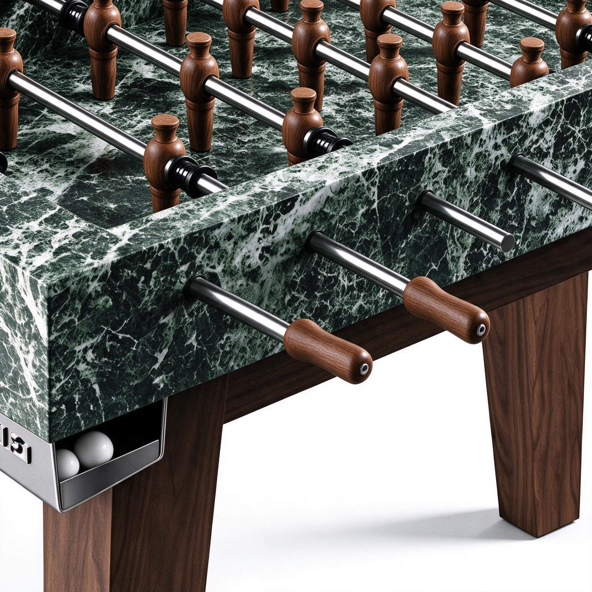 Luxury Green Marble Foosball Table with Walnut Legs 3D Model 3D Model