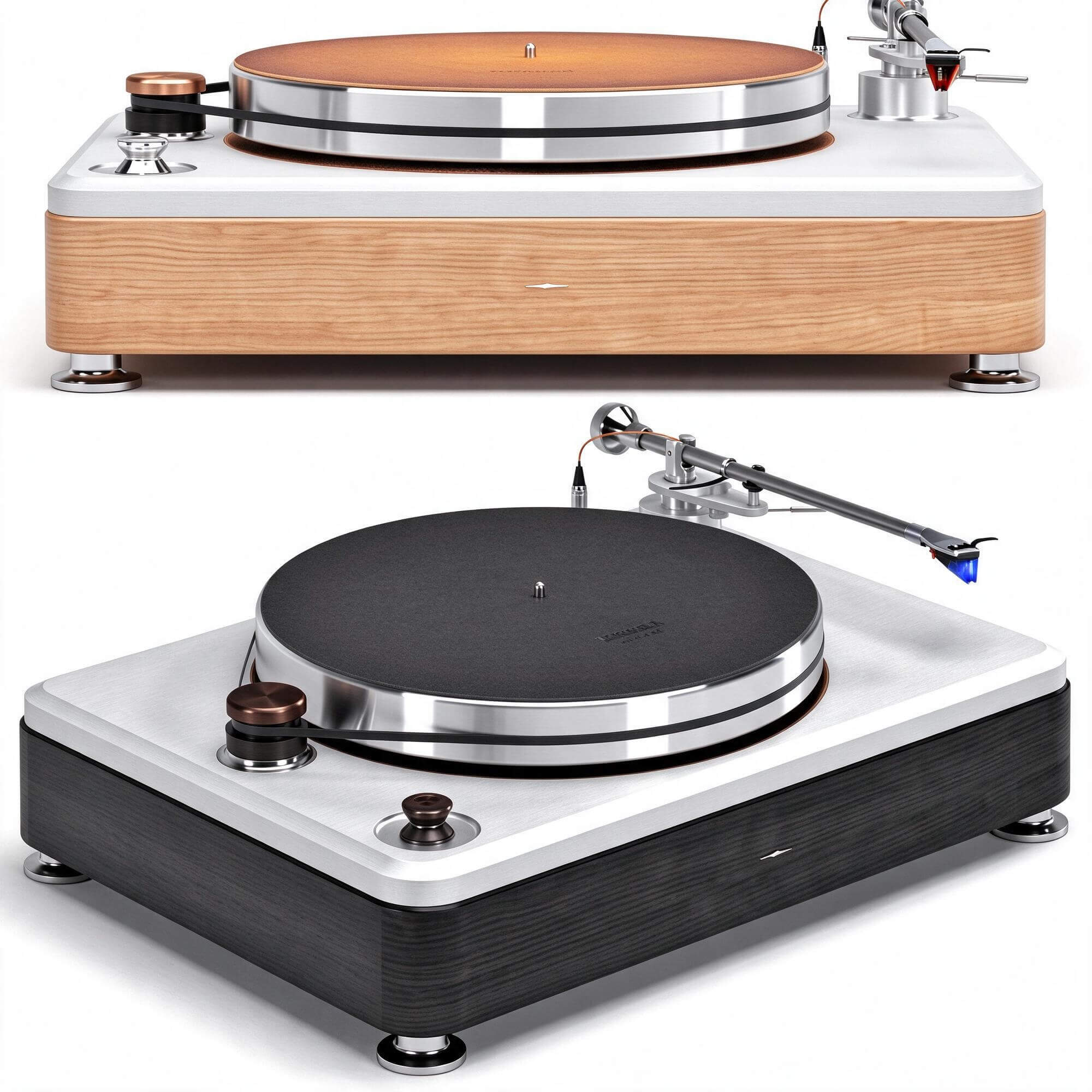 Luxury Wooden Base Vinyl Turntable Two Color 3D Model 3D Model
