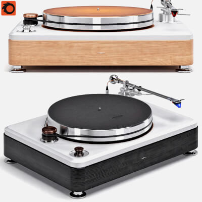Luxury Wooden Base Vinyl Turntable Two Color 3D Model