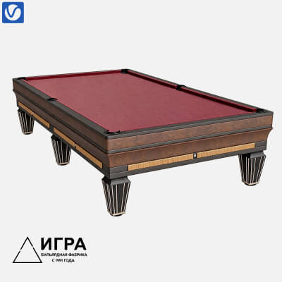 Luxury Wooden Billiard Table Red Felt Surface 3D Model