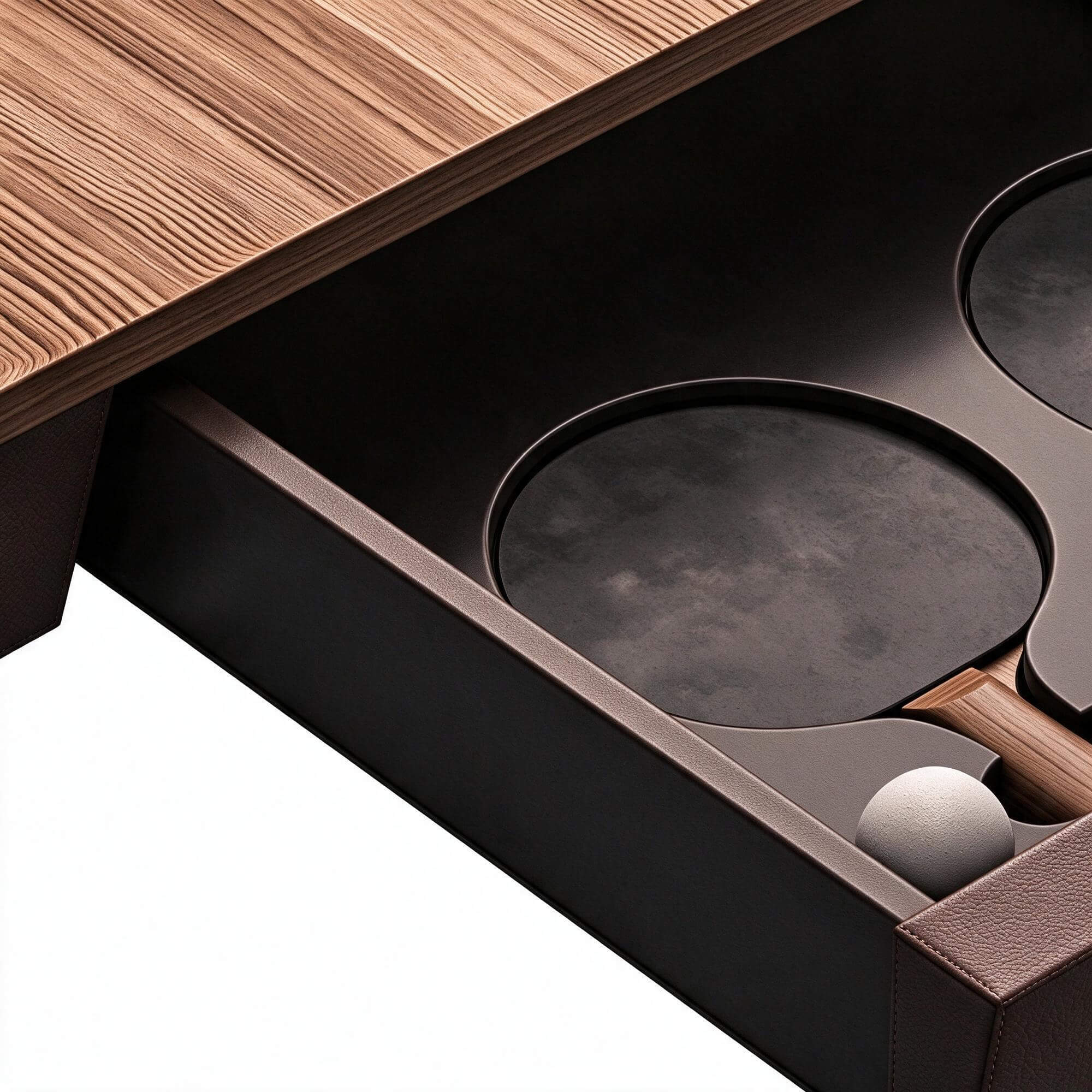 Luxury Wooden Ping Pong Table with Storage Drawer 3D Model 3D Model