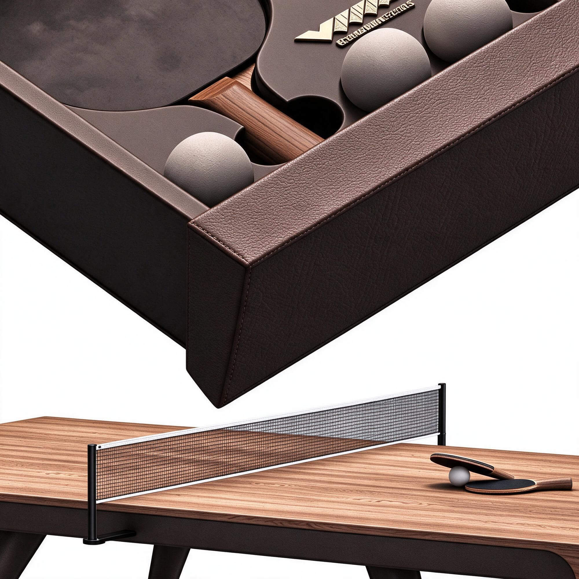 Luxury Wooden Ping Pong Table with Storage Drawer 3D Model 3D Model