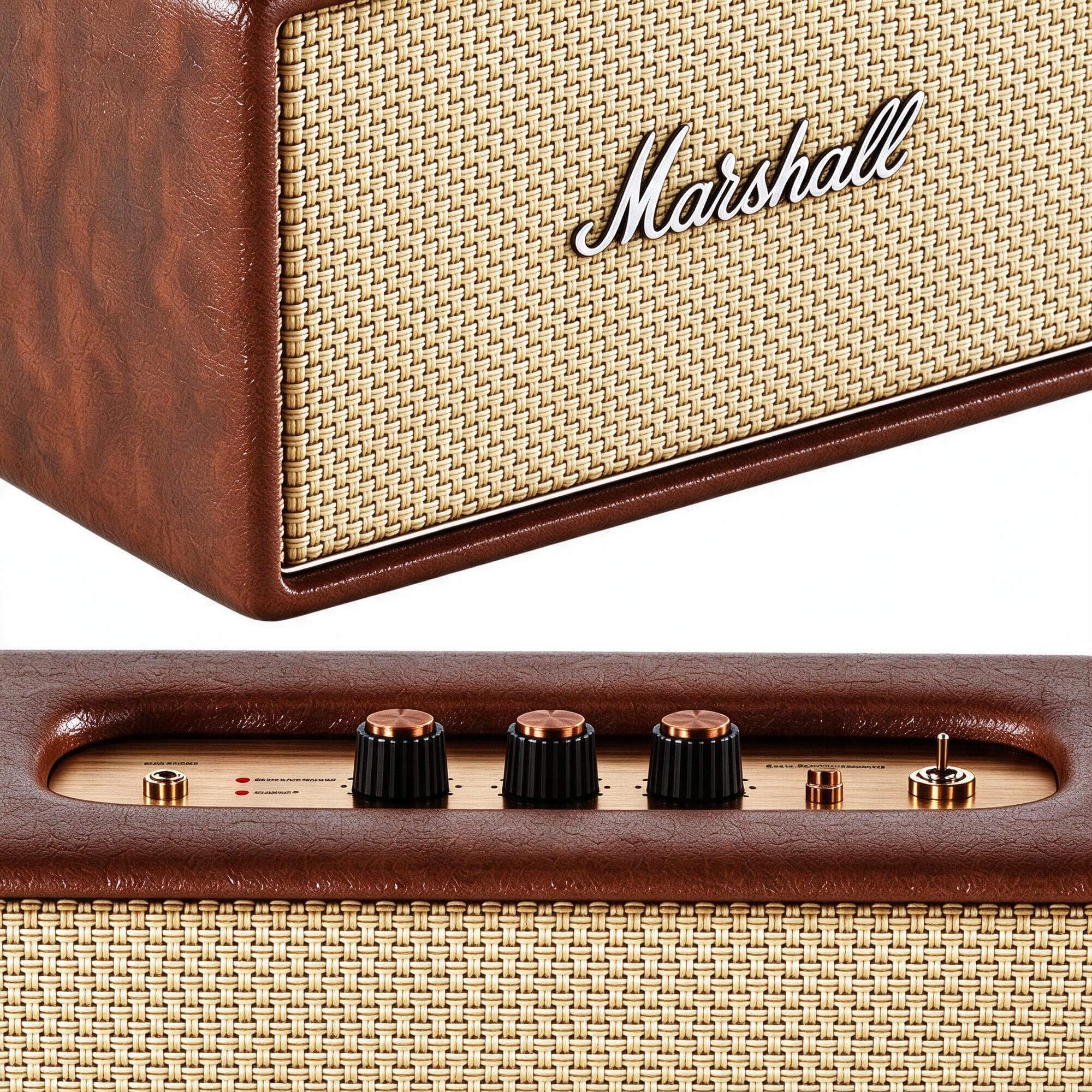 Marshall Desktop Bluetooth Speaker Brown Leather 3D Model 3D Model