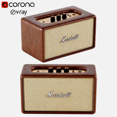 Marshall Desktop Bluetooth Speaker Brown Leather 3D Model