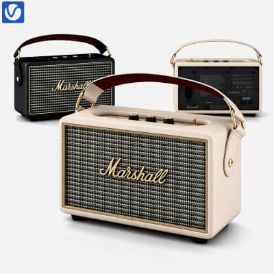 Marshall Portable Bluetooth Speaker Cream and Black 3D Model