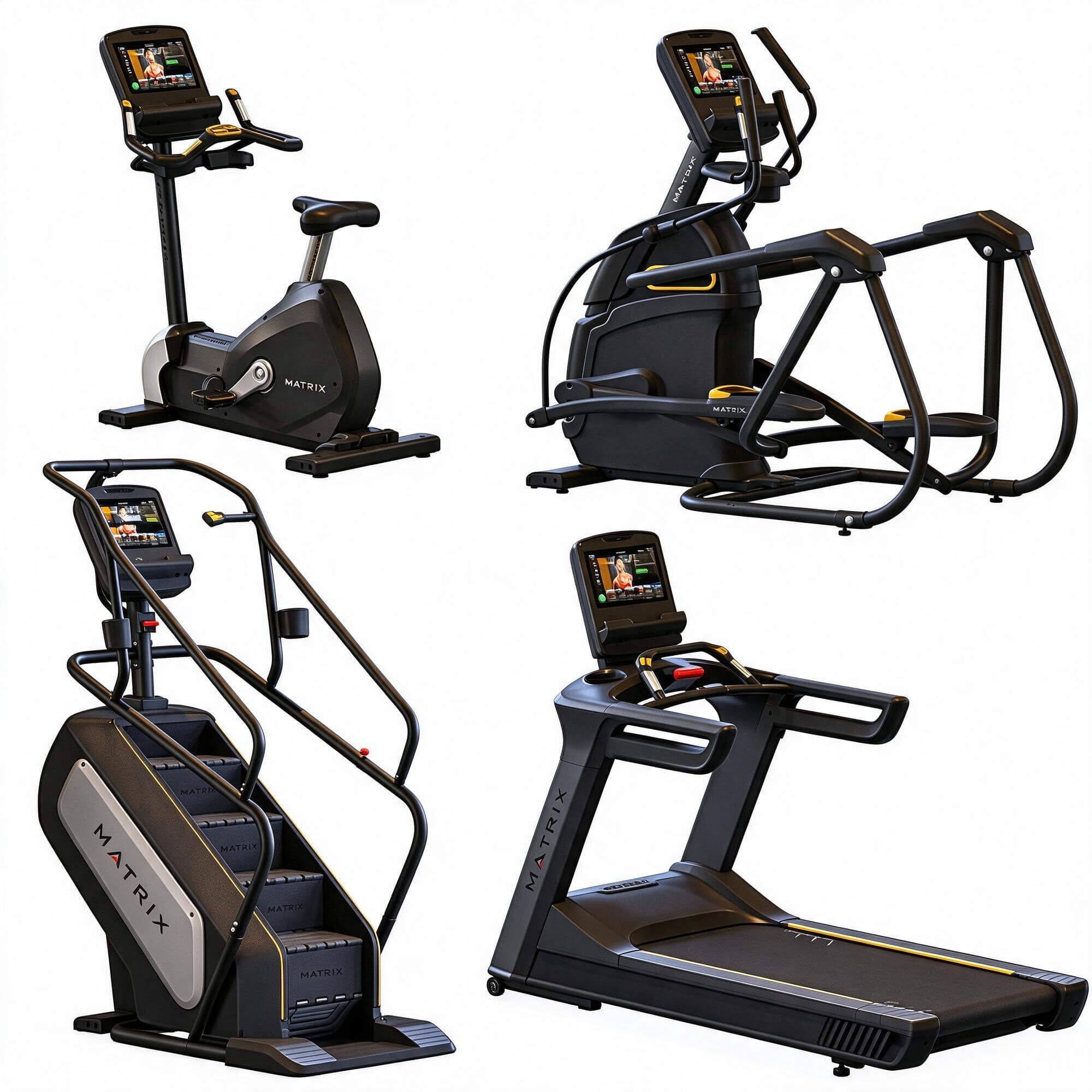 Matrix Gym Equipment Pack 3D Model Treadmill Elliptical Bike 3D Model