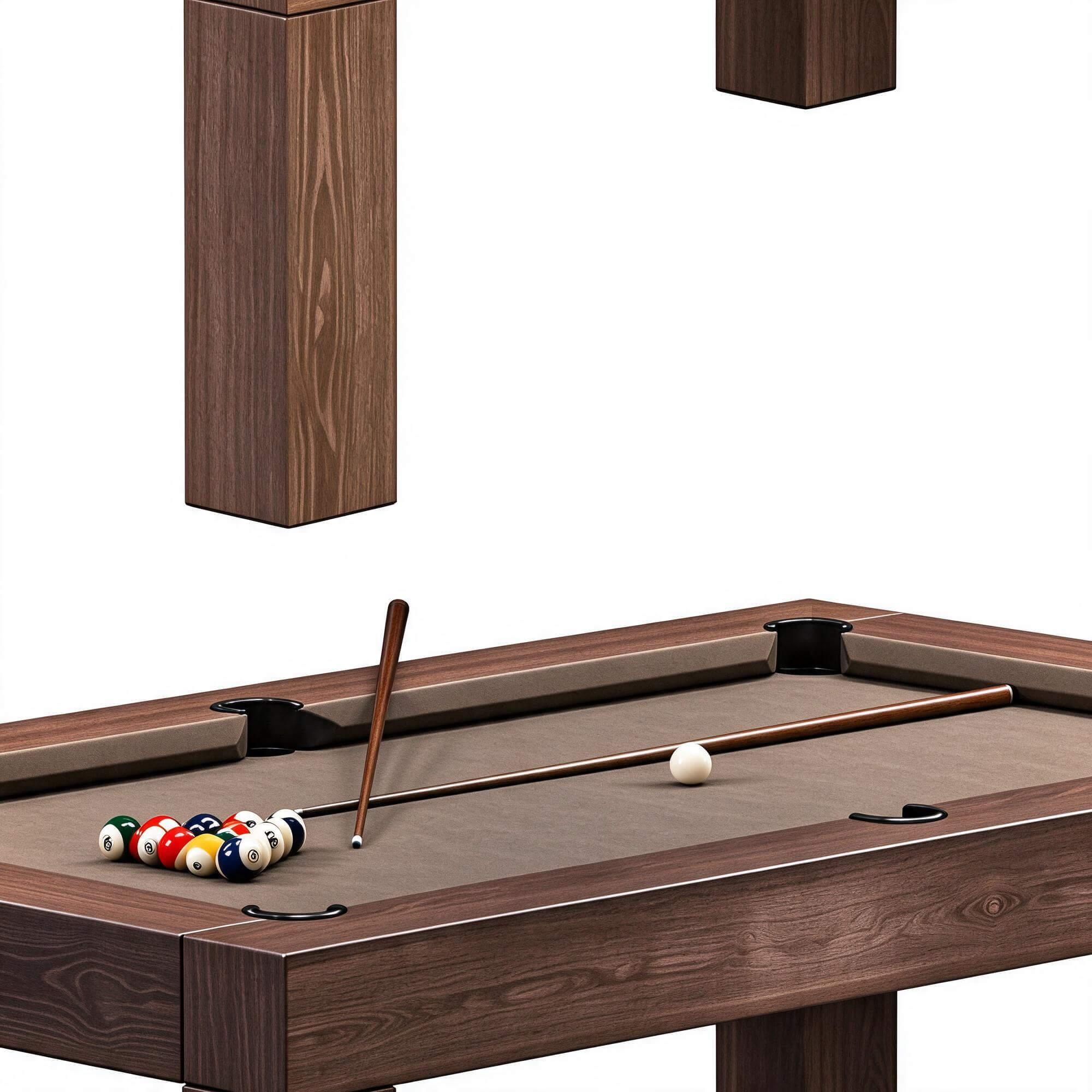 Minimalist Solid Wood Pool Table Two Color Felt Versions 3D 3D Model