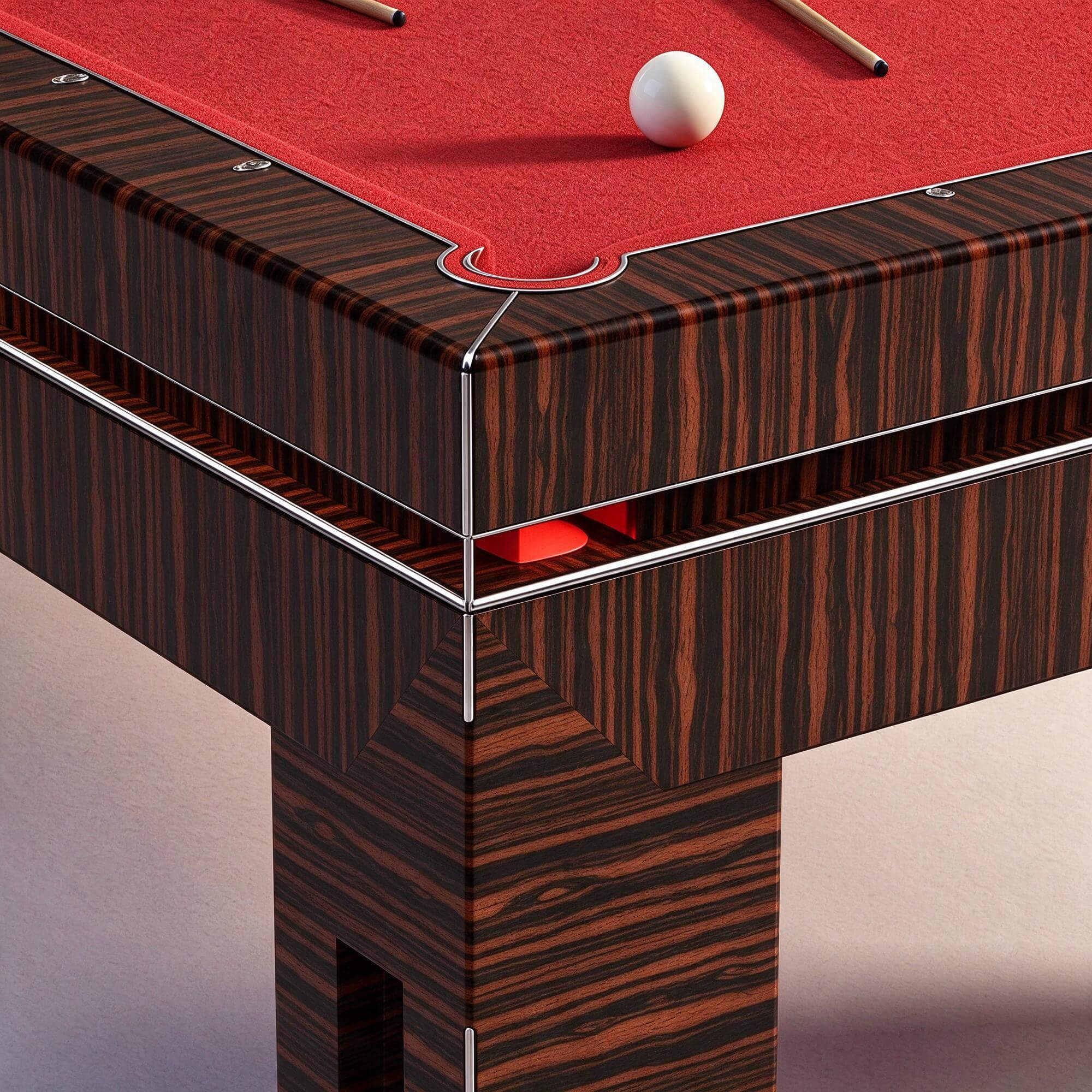 Modern Dark Striped Wood Billiard Table Red Felt Auto Ball R 3D Model