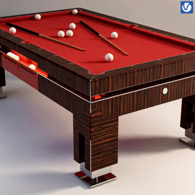 Modern Dark Striped Wood Billiard Table Red Felt Auto Ball R