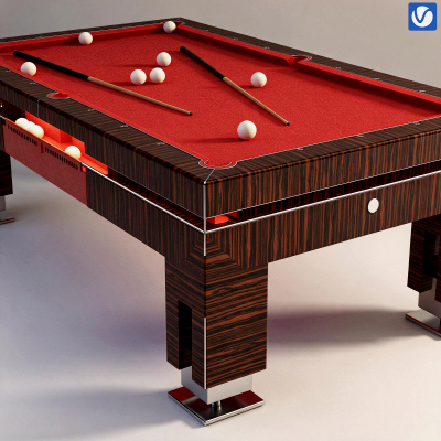 Modern Dark Striped Wood Billiard Table Red Felt Auto Ball R
