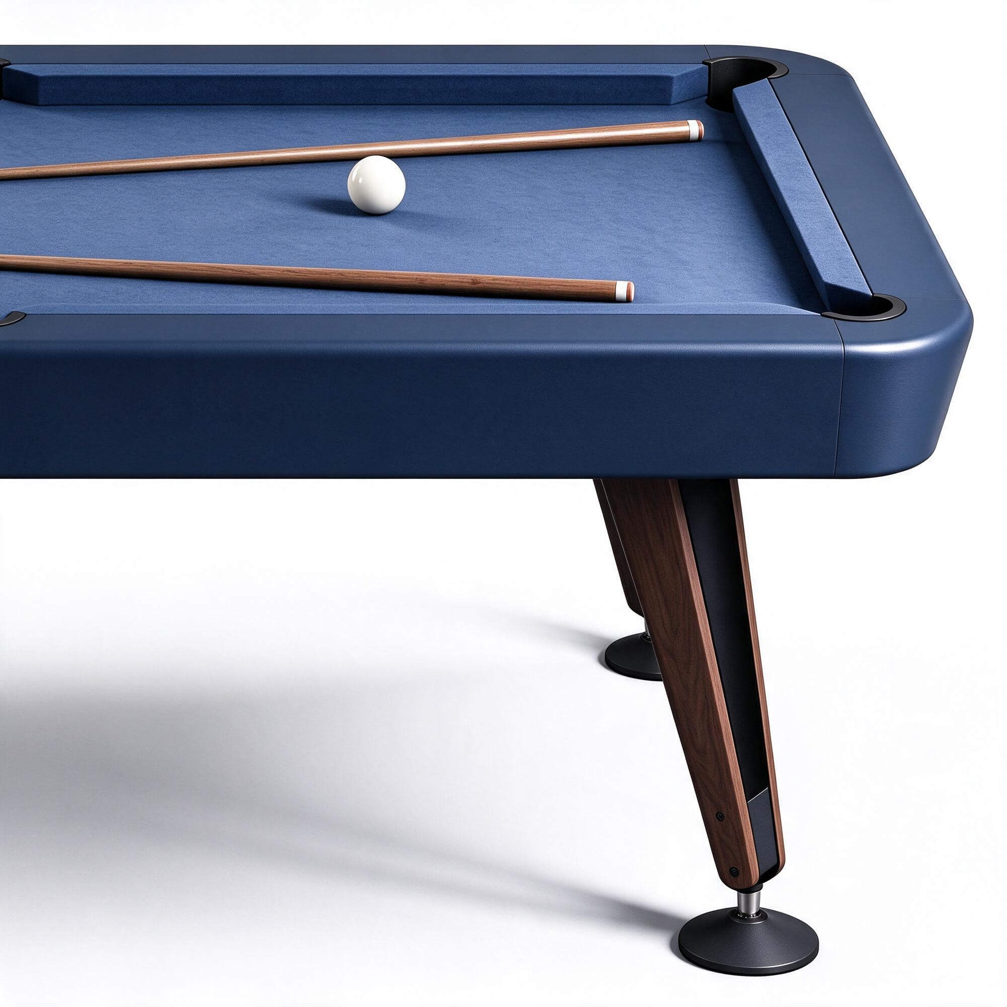 Modern Navy Blue Pool Table with Angled Wooden Legs 3D Model 3D Model