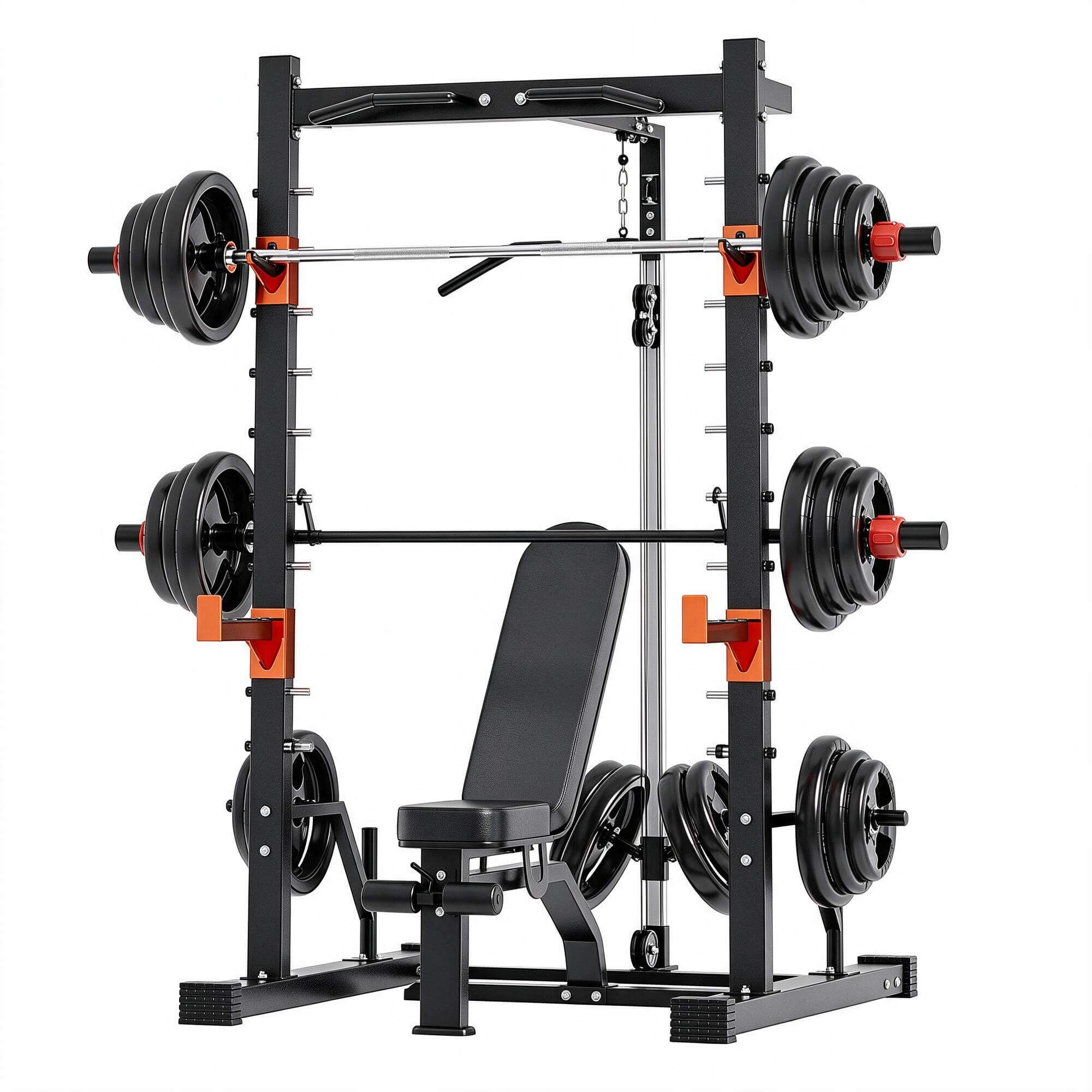 Multi Functional Power Rack with Weight Bench and Barbell 3D 3D Model