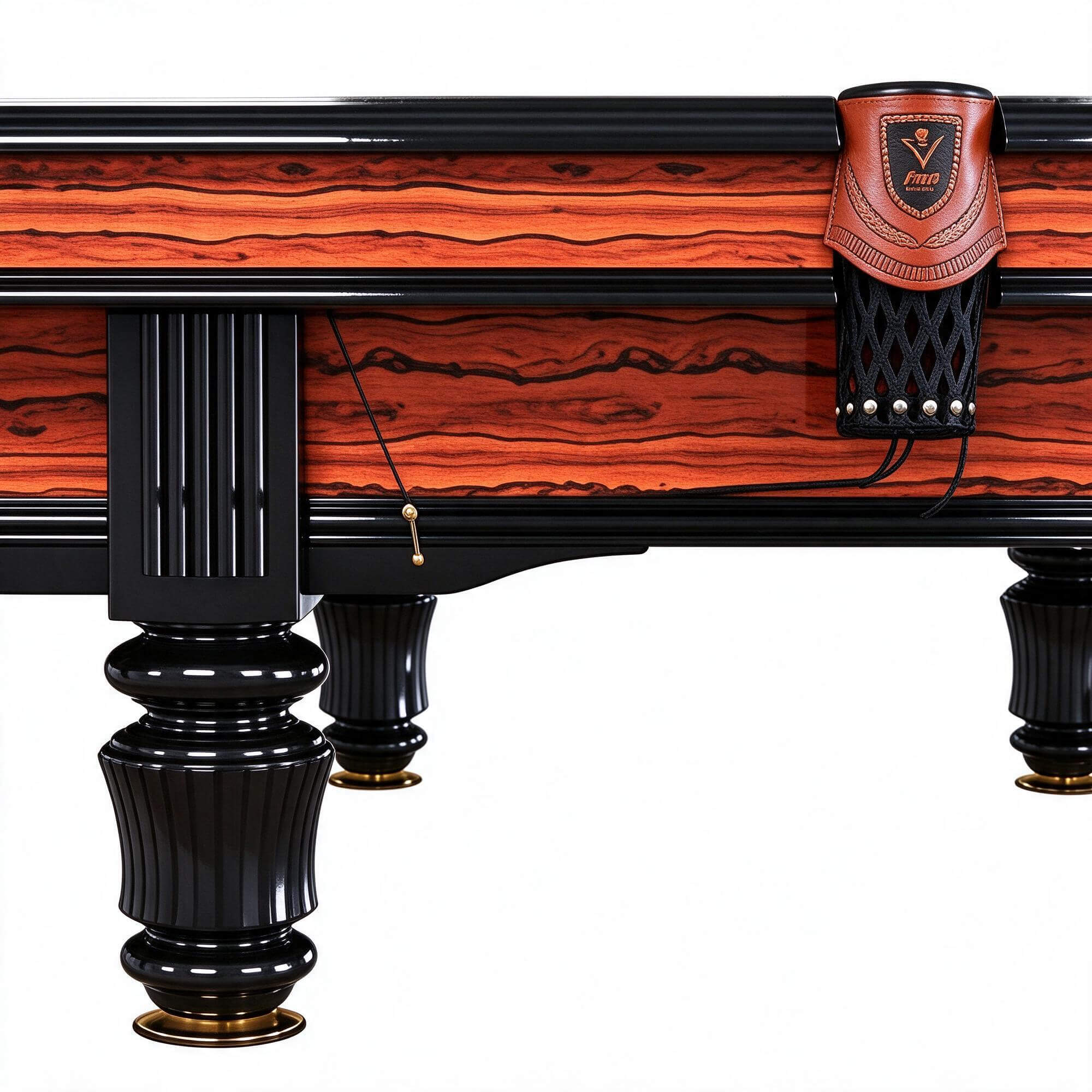 Ornate Carved Billiard Table Red Grain Veneer Black Felt 3D 3D Model