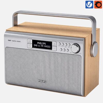Philips DAB FM Portable Wooden Radio 3D Model