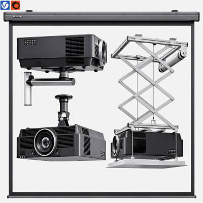 Projector Lift Mount Bracket and Projection Screen Collectio