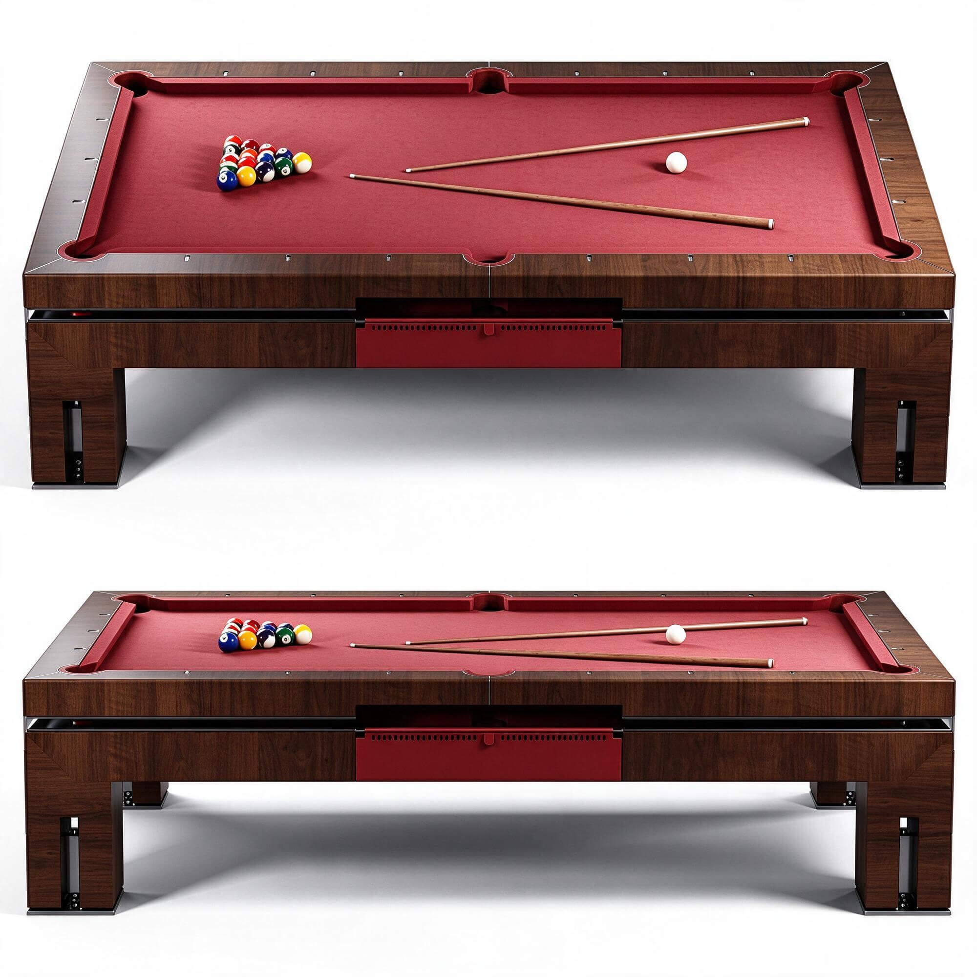 Red Felt Pool Billiard Table 3D Model 3D Model