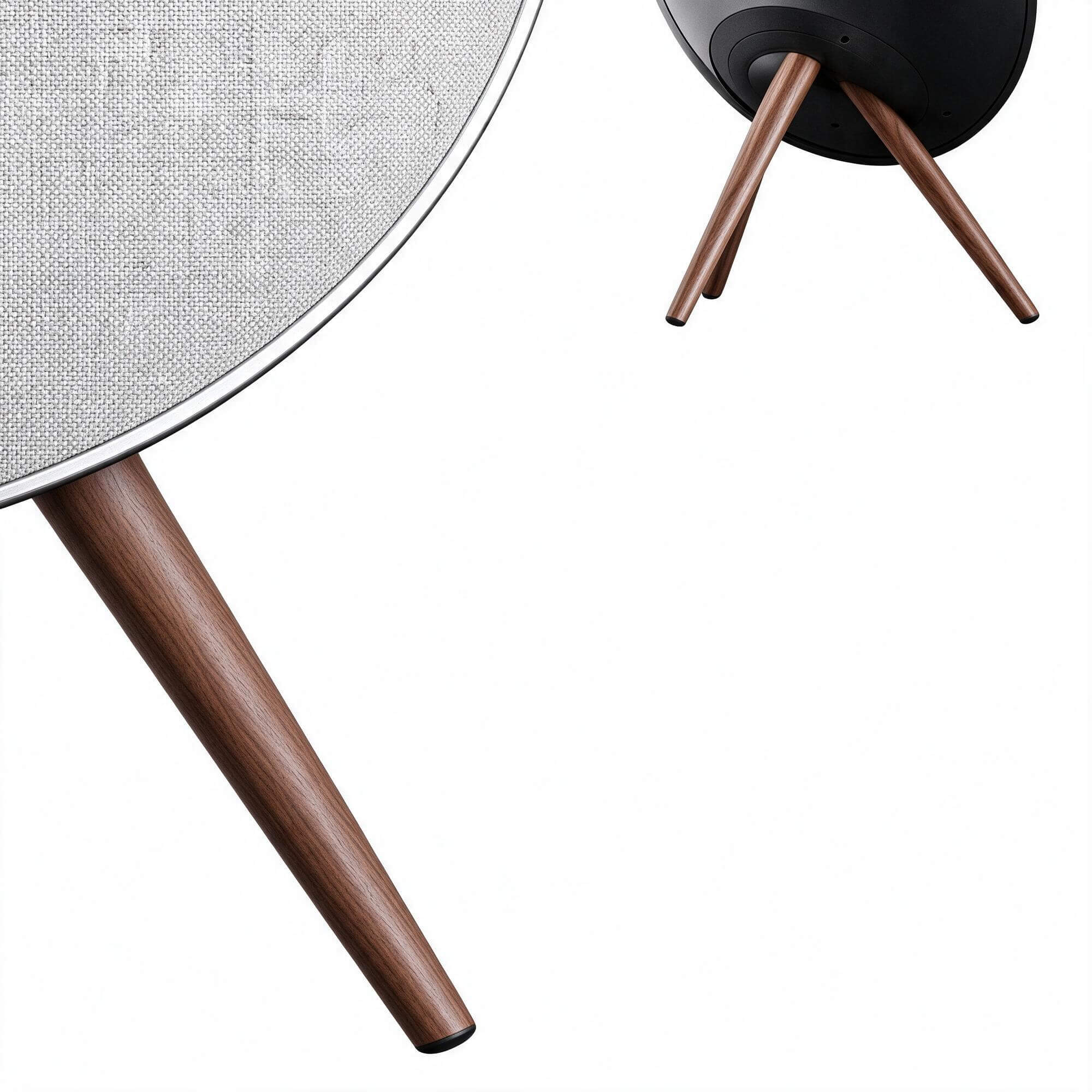 Round Fabric Tripod Bluetooth Speaker Light Gray and Black 3 3D Model