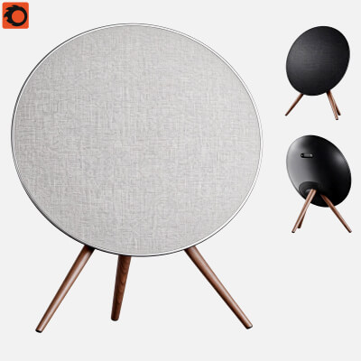 Round Fabric Tripod Bluetooth Speaker Light Gray and Black 3
