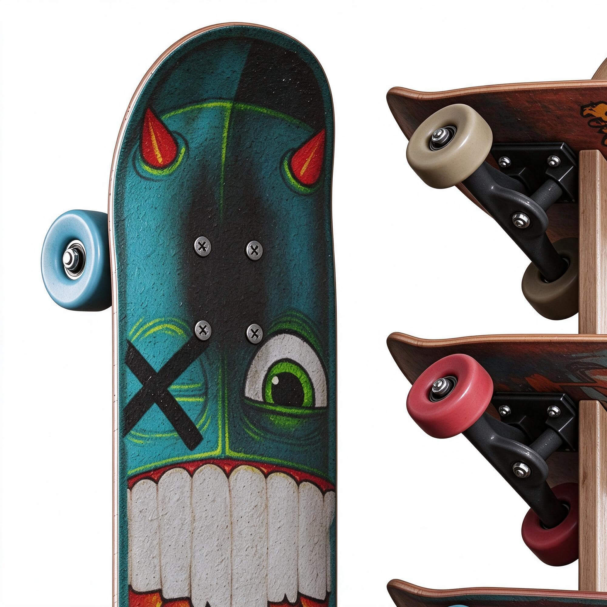 Skateboard Rack with Four Skateboards 3D Model 3D Model