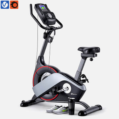 spcor upright exercise bike 3d model fitness bike with acces