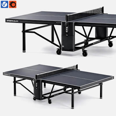 Sponeta Black Outdoor Table Tennis Table 3D Model Ping Pong 3D Model