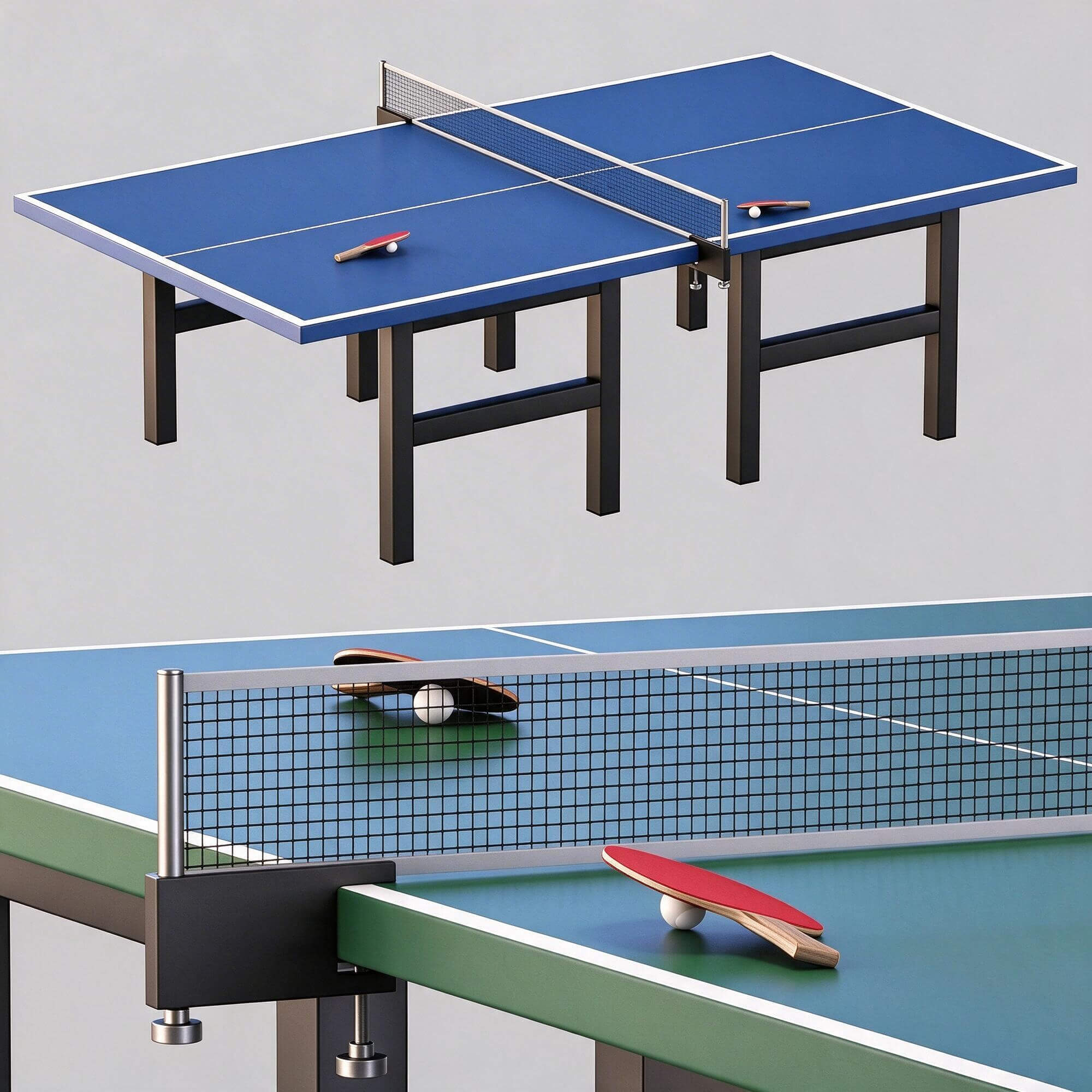 Standard Table Tennis Table 3D Model Ping Pong Table with PA 3D Model