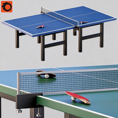 Standard Table Tennis Table 3D Model Ping Pong Table with PA