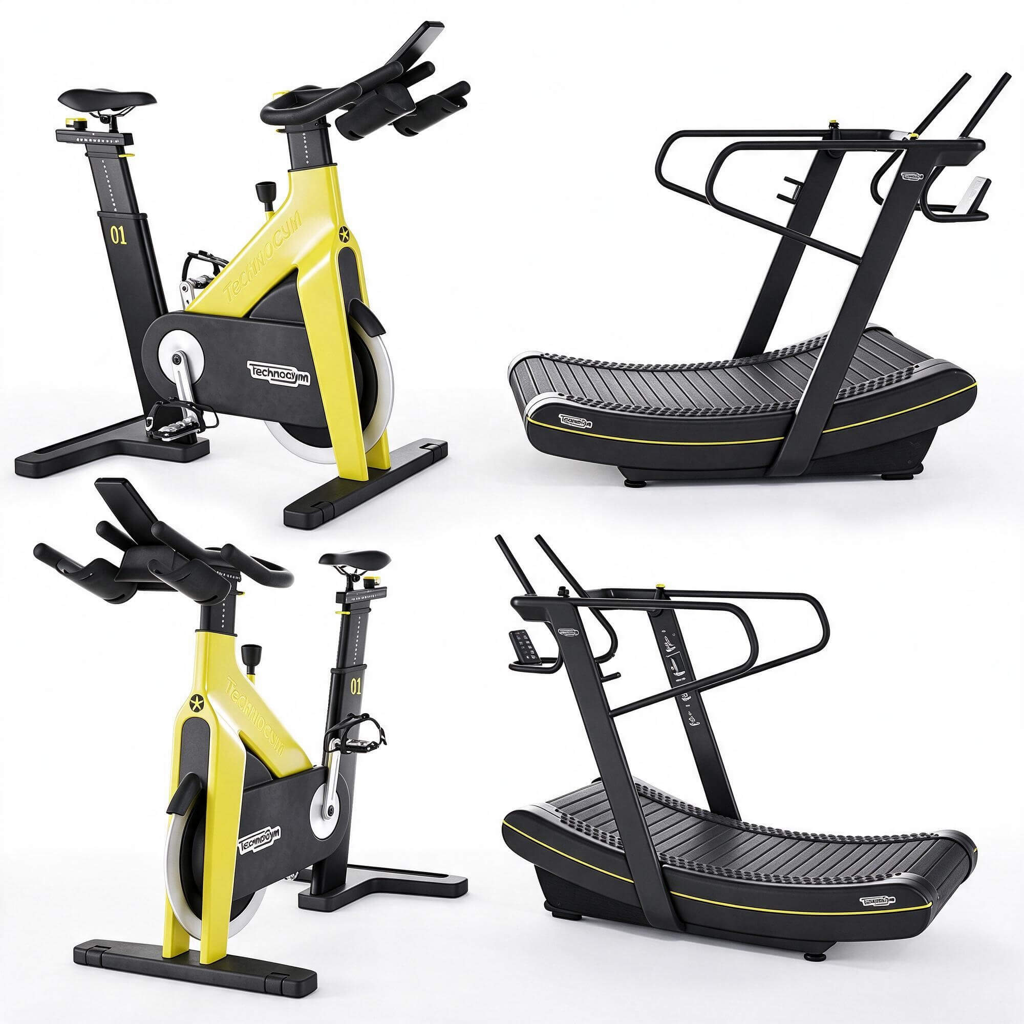 Technogym Gym Equipment Set 3D Model Stationary Bike Curved 3D Model