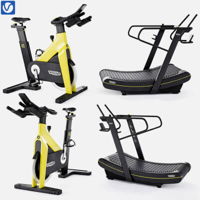 Technogym Gym Equipment Set 3D Model Stationary Bike Curved