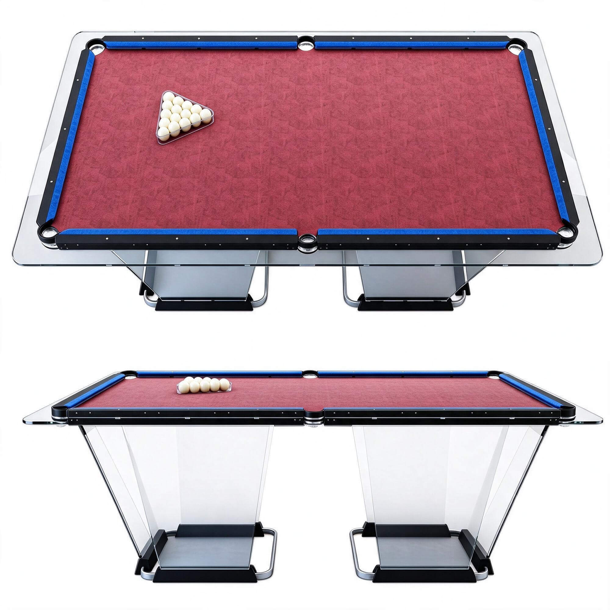 Transparent Billiard Table 3D Model Modern Glass Pool Table 3D Model