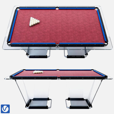 Transparent Billiard Table 3D Model Modern Glass Pool Table