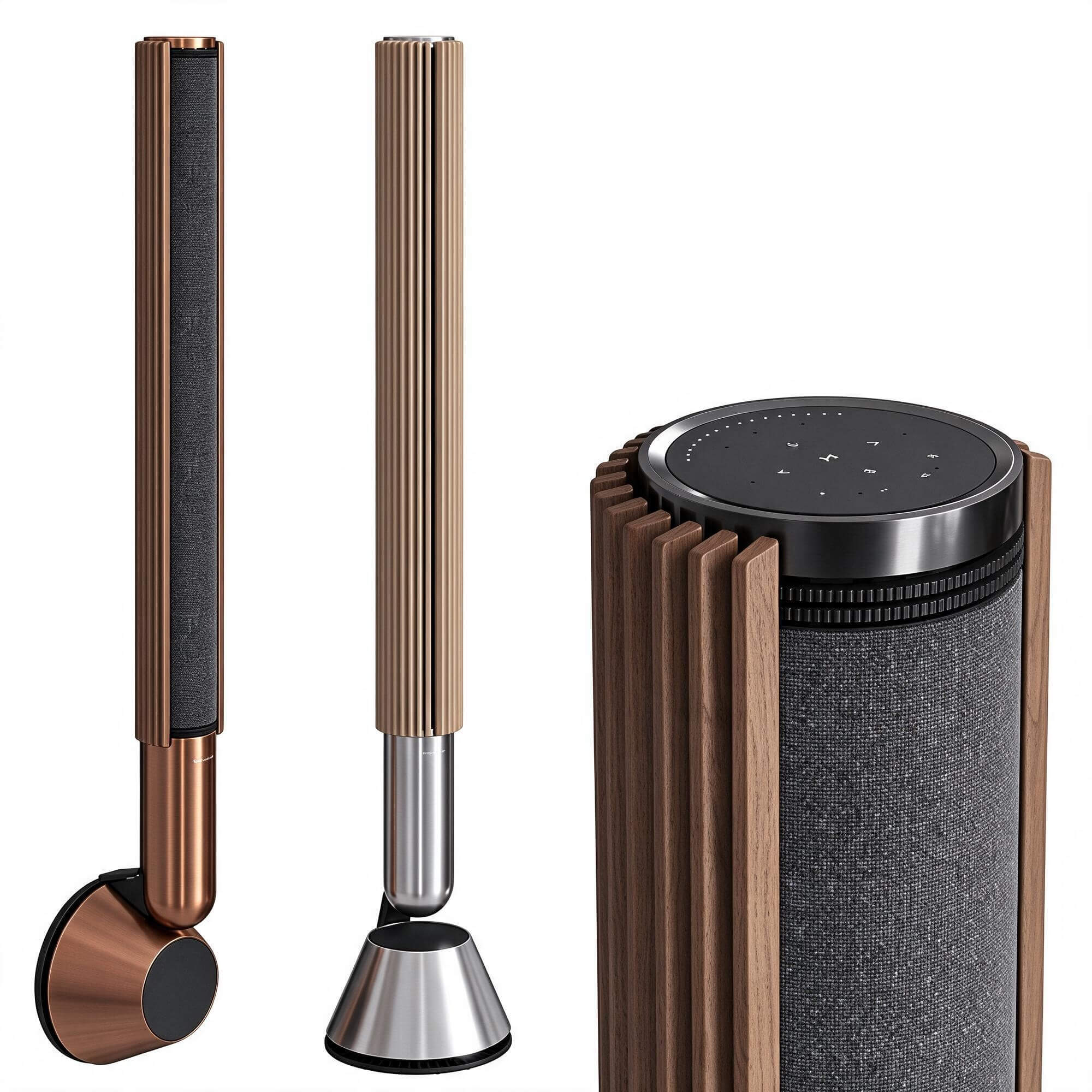 Vertical Floor Standing Speaker Wooden 3D Model 3D Model
