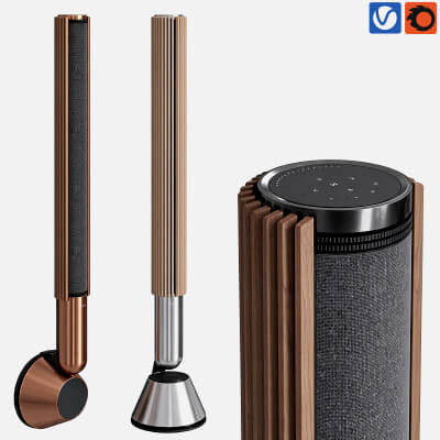 Vertical Floor Standing Speaker Wooden 3D Model