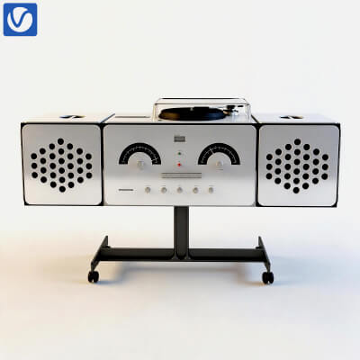 Vintage All in One Turntable Stereo System with Wheeled Stan