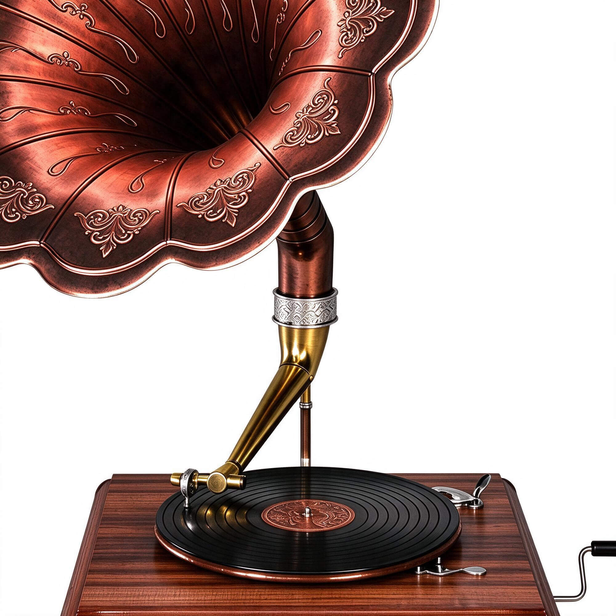 Vintage Brass Horn Gramophone Phonograph 3D Model 3D Model