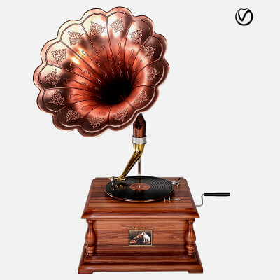 Vintage Brass Horn Gramophone Phonograph 3D Model